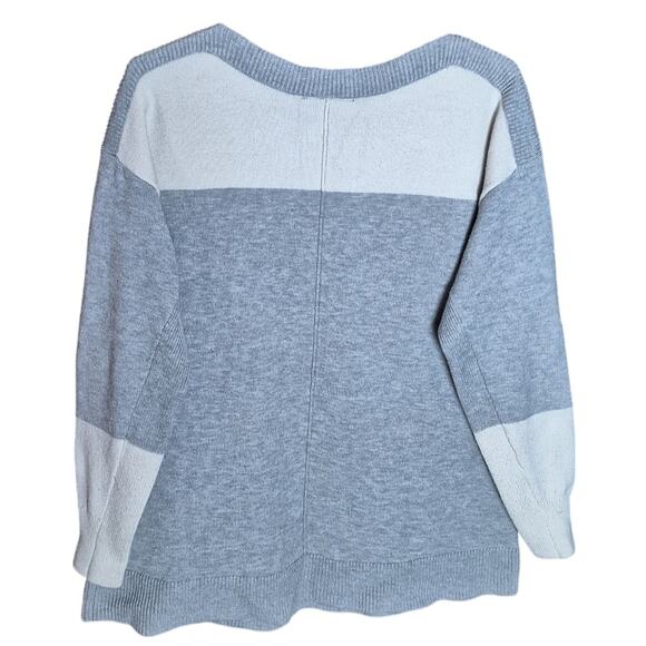 Lane Bryant Women 14/ 16 1x Gray/ White Color Block Boat Neck Ski Cozy Sweater - Picture 2 of 5